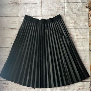 NWT Faux Leather Pleated Midi Skirt